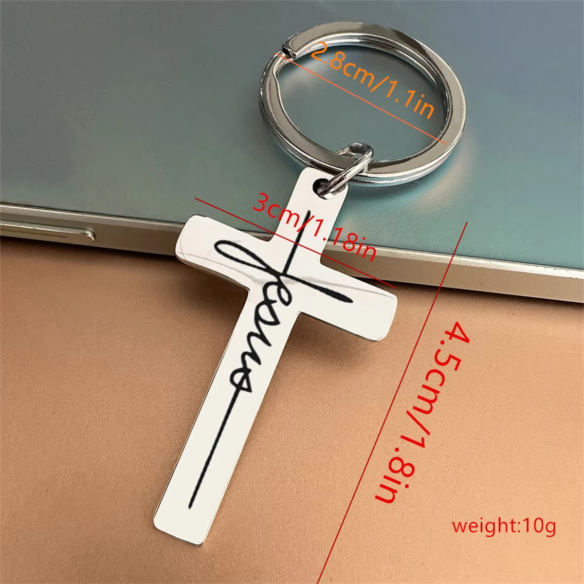 1Pc Men'S Stainless Steel Keychain, Cross Jesus Pendant Key Chain, Devout Christian Gift