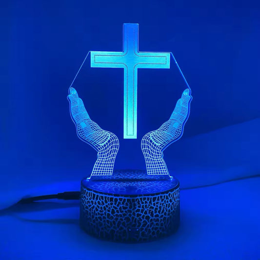 Lámpara 3D de la cruz de Jesús